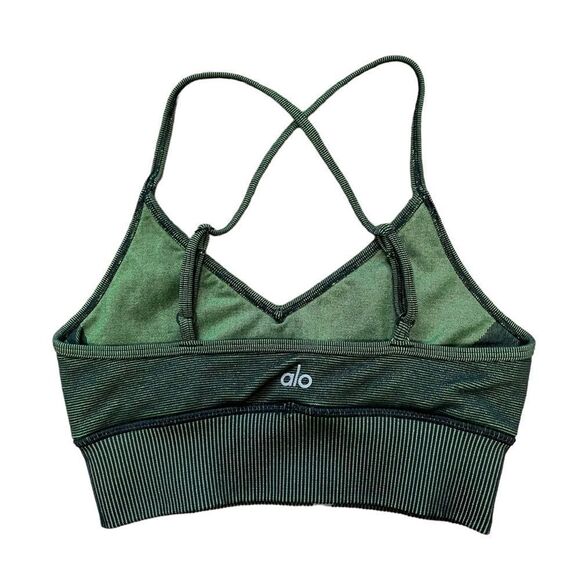 Alo Yoga Seamless Illusion Bralette COLOR SHIFT Anthracite/Highlighter Sz XS - Picture 7 of 12